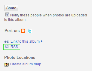 Picasa Albums RSS button